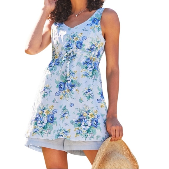 April Cornell Dresses & Skirts - April Cornell Blue and Yellow Floral Cotton Mini Dress